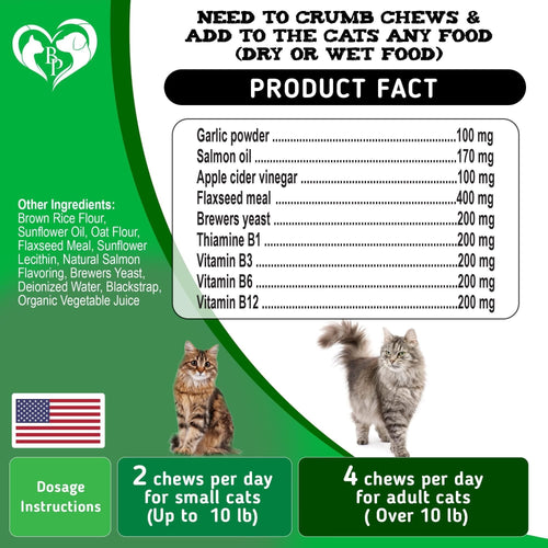 Flea and Tick Prevention Chewable Pills for Cats Revolution Oral Flea Treatment for Pets Pest Control & Natural Defense Chewables Small Tablets Salmon Fish Taste EasyOptionXY LLC
