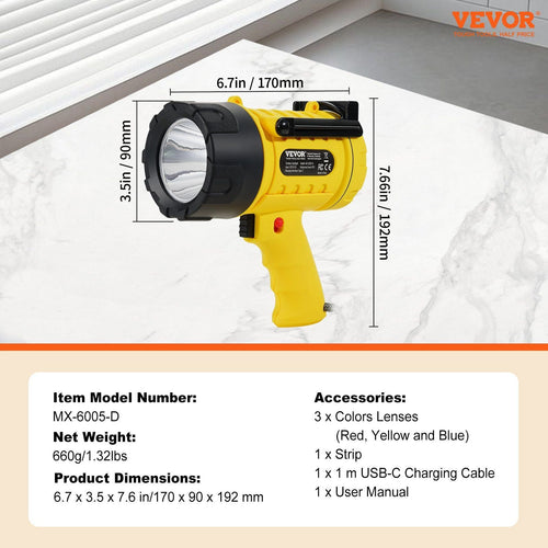 USB Super Bright Rechargeable Spotlight Flashlight 1000, 000LM Searchlight EasyOptionXY LLC