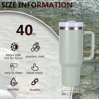 40oz V2 large capacity tumbler,  With Handle And Straw Lid, Insulated Reusable Stainless Steel Water Bottles Travel Mug Coffee Cup car cup water cup For Men Women Outdoor Camping Driving, gift EasyOptionXY LLC