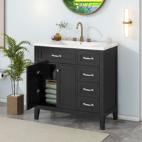 36\" Bathroom Vanity with Sink Combo, Black Bathroom Cabinet with Drawers, Solid Frame and MDF Board EasyOptionXY LLC