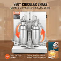 VEVOR Milkshake Maker Machine, 120W Commercial Milk Tea Shaker Machine, Double Head Milk Shake Mixer Machine, 0-180s Adjustable Milkshake Blender, with 750 ml Stainless Steel Cup, for Milk Tea Store EasyOptionXY LLC