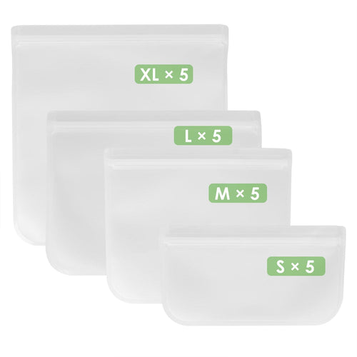 20Pcs Reusable Food Storage Bags 5 Sandwich Snack Gallon Quart Bag Leakproof B PA F ree Food Container Freezer Safe Lunch Bag EasyOptionXY LLC