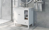 30" Bathroom Vanity with Sink, Bathroom Storage Cabinet with Doors and Drawers, Solid Wood Frame, Ceramic Sink EasyOptionXY LLC