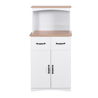 Wooden Kitchen Cabinet White Pantry Storage Microwave Cabinet with Storage Drawer EasyOptionXY LLC
