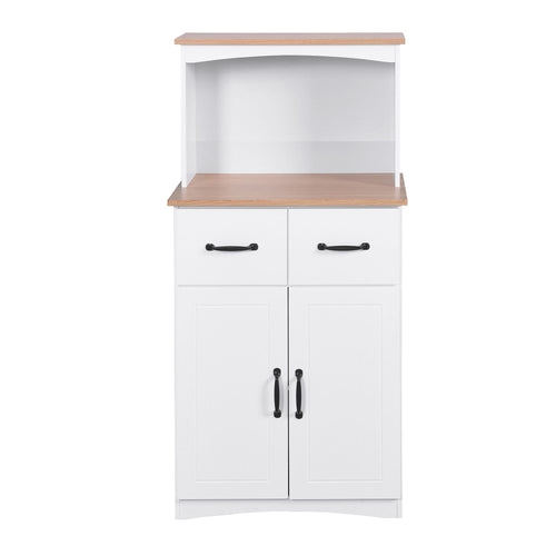 Wooden Kitchen Cabinet White Pantry Storage Microwave Cabinet with Storage Drawer EasyOptionXY LLC