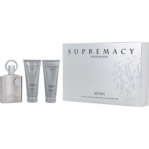 AFNAN SUPREMACY SILVER by Afnan Perfumes EAU DE PARFUM SPRAY 3.4 OZ & AFTERSHAVE BALM 3.4 OZ & SHOWER GEL 3.4 OZ EasyOptionXY LLC