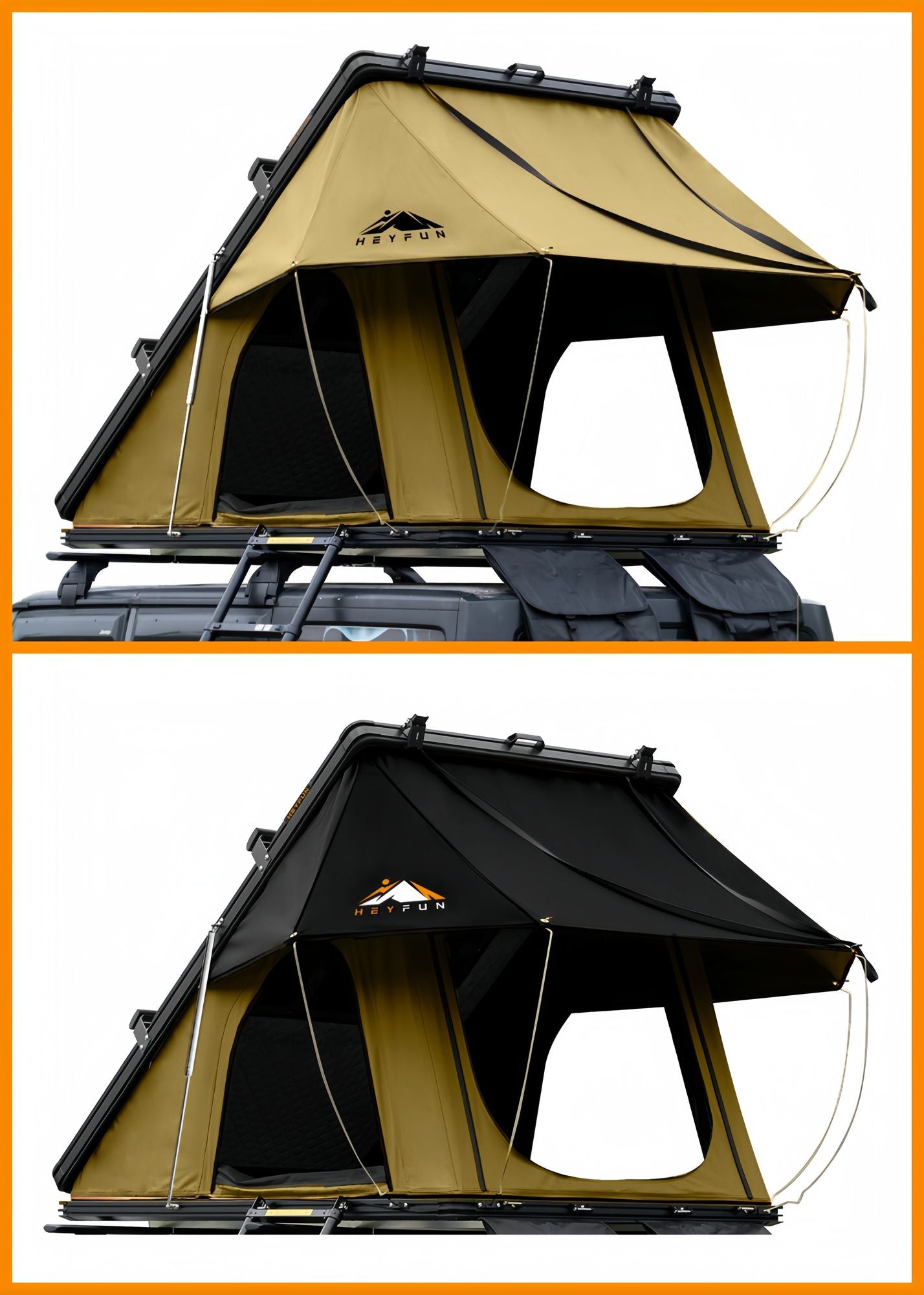 Roll over image to zoom in Adventurer Plus Rooftop Tent Hardshell with Side Awning, Air Conditioner Outlet with Bracket, &Replaceable Rain Flies, Truck Bed Tent for Camping, Pop Up Overland Roof Tents EasyOptionXY LLC