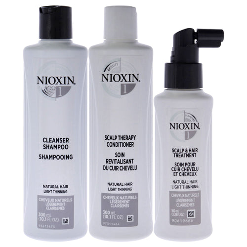 System 1 Kit by Nioxin for Unisex - 3 Pc 10.1oz Cleanser Shampoo, 10.1oz Scalp Therapy Conditioner, 3.38oz Scalp and Hair Treatment EasyOptionXY LLC