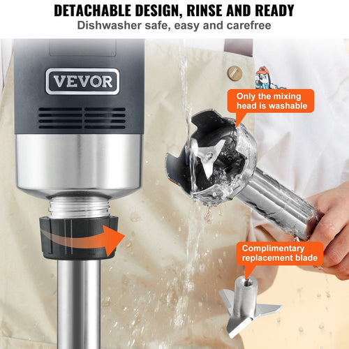VEVOR Commercial Immersion Blender, 750W 12" Heavy Duty Hand Mixer, Variable Speed Kitchen Stick Mixer with 304 Stainless Steel Blade, Multi-Purpose Portable Mixer for Soup, Smoothie, Puree, Baby Food EasyOptionXY LLC