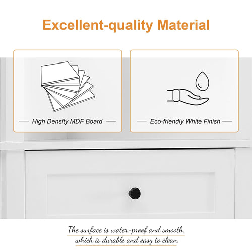 White Triangle Tall Cabinet with 3 Drawers and Adjustable Shelves for Bathroom, Kitchen or Living Room, MDF Board with Painted Finish EasyOptionXY LLC