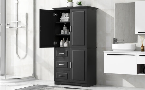 Tall and Wide Storage Cabinet with Doors for Bathroom/Office, Three Drawers EasyOptionXY LLC