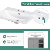30" Bathroom Vanity with Sink, Bathroom Storage Cabinet with Doors and Drawers, Solid Wood Frame, Ceramic Sink EasyOptionXY LLC