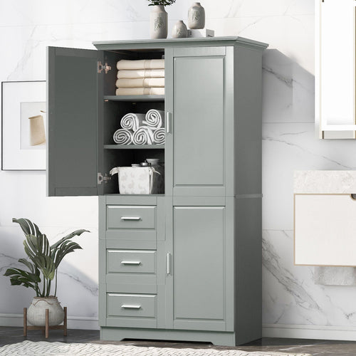 Tall and Wide Storage Cabinet with Doors for Bathroom/Office, Three Drawers EasyOptionXY LLC