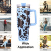 40oz 5D cowprint Insulated Tumbler With Handle And Straw Lid Portable Large Capacity water bottle, Heat preservation,304 Stainless Steel Cup For Outdoor Sports, Travel & Camping Birthday Gift EasyOptionXY LLC