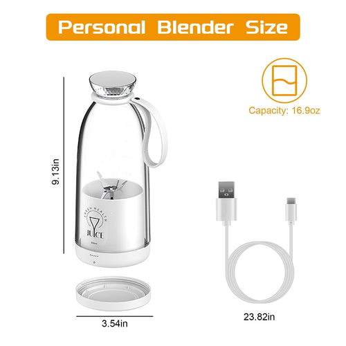 16.9OZ Portable Fruit Blender Electric Rechargeable Juice Cup for Shakes Smoothies Juice Personal Fruit Mixer with 6 Blades EasyOptionXY LLC