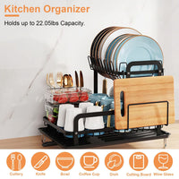 2-Tier Dish Drying Rack for Kitchen Counter Space Saving Rustproof Dish Rack with Drainboard Detachable Kitchen Drainer Organizer Set EasyOptionXY LLC