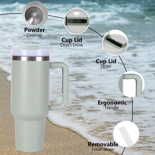 40oz V2 large capacity tumbler,  With Handle And Straw Lid, Insulated Reusable Stainless Steel Water Bottles Travel Mug Coffee Cup car cup water cup For Men Women Outdoor Camping Driving, gift EasyOptionXY LLC