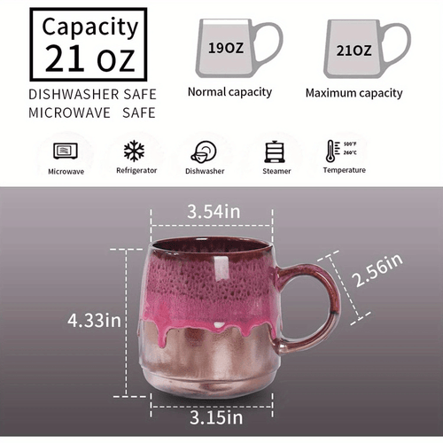 Large Ceramic Coffee Mug, 21 Oz, Gilt Pink Big Tea Cup for Office and Home, Dishwasher and Microwave Safe… EasyOptionXY LLC