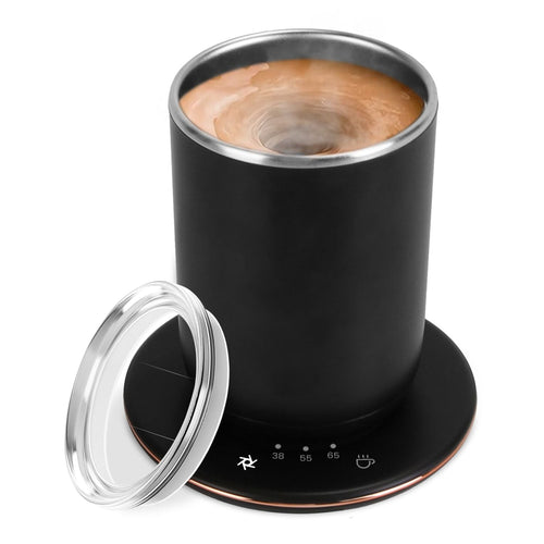Self Stirring Coffee Mug with Lid Temperature Control Self-Heating Automatic Magnetic Mixing Mug with 3 Heat Settings Auto-Off Function For Coffee Tea Milk Cocoa Stainless Steel EasyOptionXY LLC