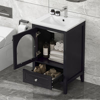 20" Bathroom Vanity with Sink, Bathroom Cabinet with Soft Closing Glass Door, A Drawer EasyOptionXY LLC