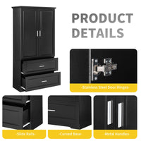 Tall Bathroom Storage Cabinet, Cabinet with Two Doors and Drawers, Adjustable Shelf, MDF Board EasyOptionXY LLC