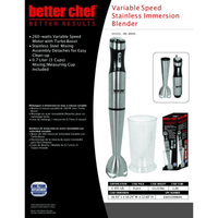 Better Chef 260W Variable Speed Stainless Steel Immersion Blender with Cup EasyOptionXY LLC