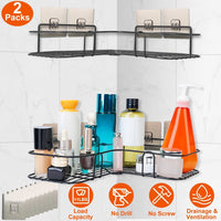 2Pcs Corner Shower Caddy Shelves Wall Mounted Basket Rack Bathroom Shampoo Holder Storage Organizer EasyOptionXY LLC
