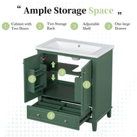 30\" Bathroom Vanity with Sink Combo, Multi-functional Bathroom Cabinet with Doors and Drawer, Solid Frame and MDF Board EasyOptionXY LLC