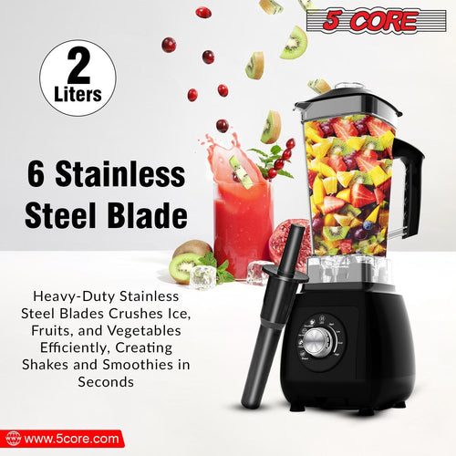 5 Core 2L Professional Countertop Blender For Kitchen 68 Oz 2000W High Speed BPA Free 6 Titanium Blade Smoothie Blender Electric For Soup Shake Juice Multi-Speed Manual JB 2000 M EasyOptionXY LLC