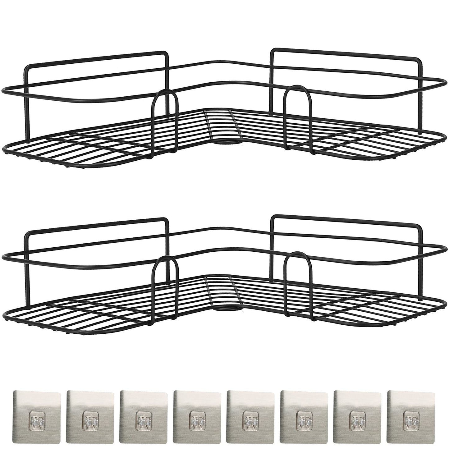 2Pcs Corner Shower Caddy Shelves Wall Mounted Basket Rack Bathroom Shampoo Holder Storage Organizer EasyOptionXY LLC