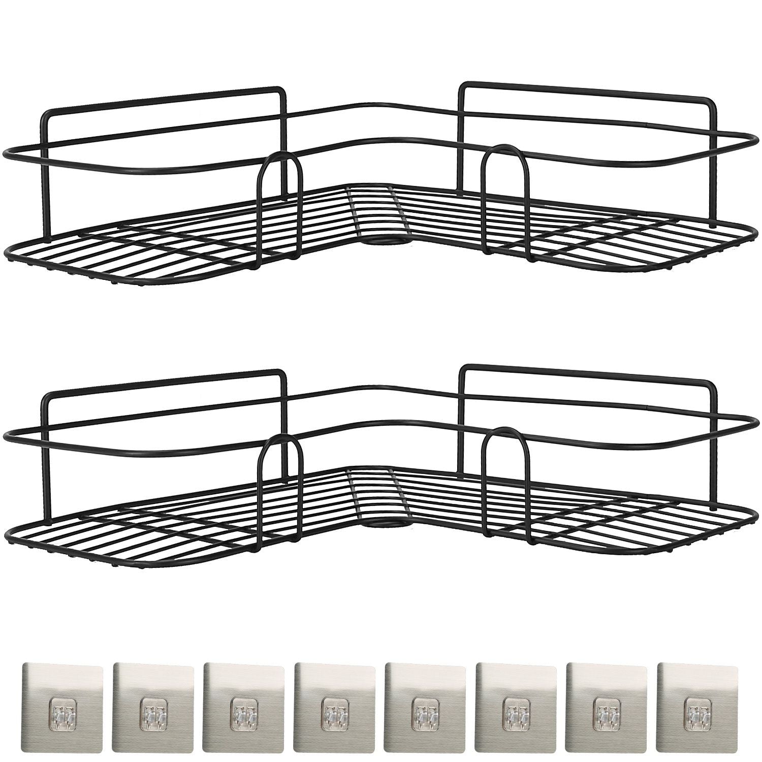 2Pcs Corner Shower Caddy Shelves Wall Mounted Basket Rack Bathroom Shampoo Holder Storage Organizer EasyOptionXY LLC