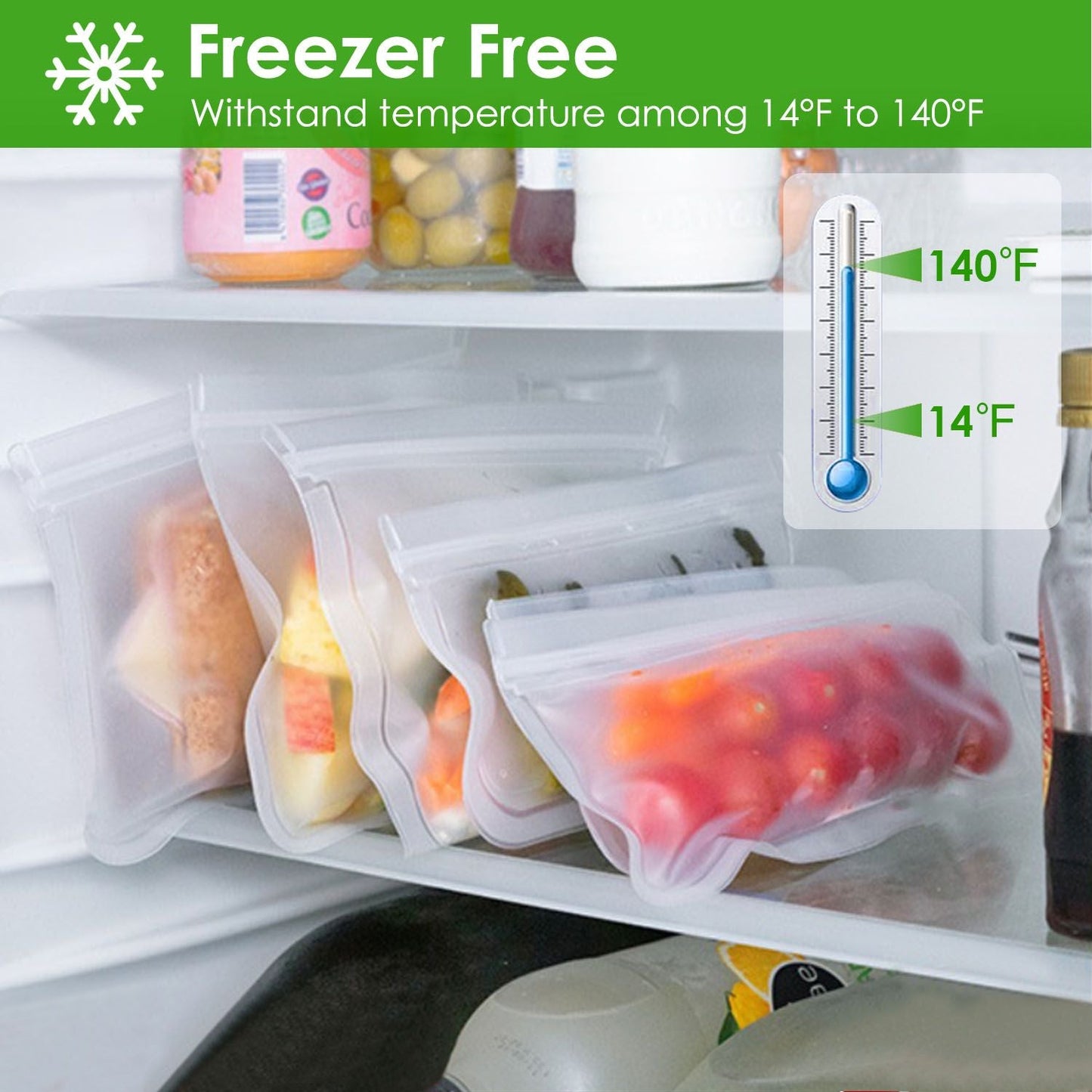 20Pcs Reusable Food Storage Bags 5 Sandwich Snack Gallon Quart Bag Leakproof B PA F ree Food Container Freezer Safe Lunch Bag EasyOptionXY LLC