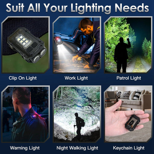 Mini Pocket Keychain Flashlight EDC Flashlight LED COB Portable Clip on Flashlight Waterproof Mini Powerful Flashlight with Magnet 8 Modes for Repairing Emergency EasyOptionXY LLC