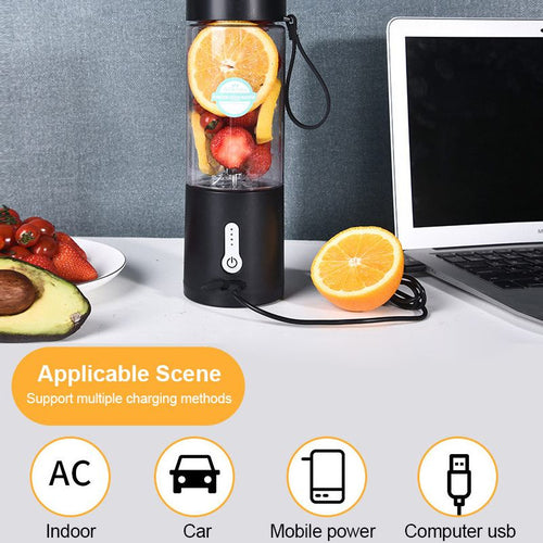 1pc 530ML Powerful Portable Blender For Smoothies Shakes USB Rechargeable Food Processor Fruit Mixer Machine Mini Juicer Blender Cup EasyOptionXY LLC