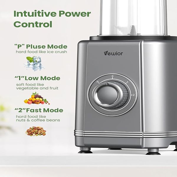 1200W Blender for Shakes and Smoothies, VEWIOR Personal Blender with 6 Blades, 22 oz * 2 B PA-F ree To-go Cups, 3 Mode Controls for Kitchen (Banned by A mazon) EasyOptionXY LLC