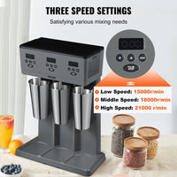 VEVOR Milkshake Maker, 375W x 3 Electric Milkshake Machine, Commercial Triple Heads Drink Mixer Blender, LED Intelligent Microswitch, 3-Speed Milkshake Mixer with 3 x 820 ml Stainless Steel Cups EasyOptionXY LLC