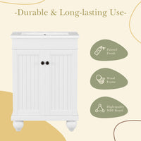 24" Modern Sleek Bathroom Vanity Elegant Ceramic Sink with Solid Wood Frame, Adjustable Shelf EasyOptionXY LLC