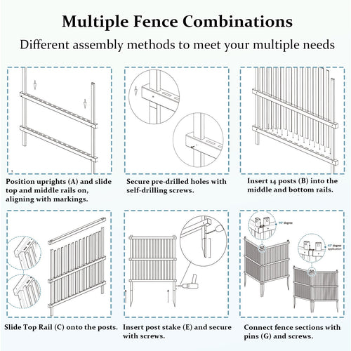 Air Conditioner Fence, Trash Can Vinyl Privacy Fence White Panel for Outside, Outdoor Pool Equipment Enclosure with Metal Stakes, (2-Pack) EasyOptionXY LLC