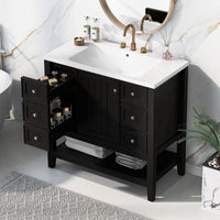36\" Bathroom Vanity with Sink Combo, One Cabinet and Three Drawers, Solid Wood and MDF Board EasyOptionXY LLC