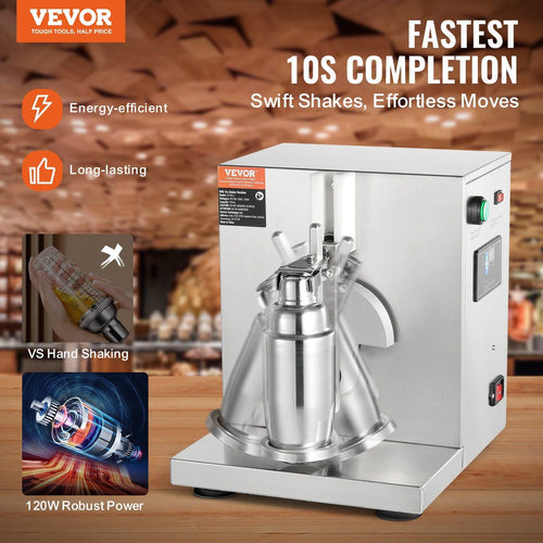 VEVOR Milkshake Maker Machine, 120W Commercial Milk Tea Shaker Machine, Single Head Milk Shake Mixer Machine, 0-180s Adjustable Milkshake Blender, with 750 ml Stainless Steel Cup, for Milk Tea Store EasyOptionXY LLC