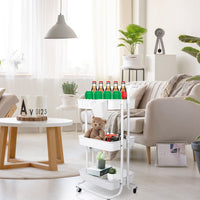 3 Tier Rolling Utility Cart Movable Storage Organizer with Mesh Baskets Lockable Wheels 360 Degree Rotatable Hanging Box Hooks Bedroom Bathroom Kitchen EasyOptionXY LLC