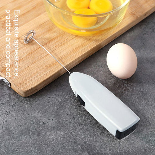White Electric Egg Beater Milk Frother For Coffee Household Kitchen Mini Stainless Steel Coffee Milk Tea Blender EasyOptionXY LLC
