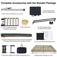 Roll over image to zoom in Adventurer Plus Rooftop Tent Hardshell with Side Awning, Air Conditioner Outlet with Bracket, &Replaceable Rain Flies, Truck Bed Tent for Camping, Pop Up Overland Roof Tents EasyOptionXY LLC