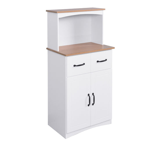 Wooden Kitchen Cabinet White Pantry Storage Microwave Cabinet with Storage Drawer EasyOptionXY LLC