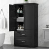 Tall Bathroom Storage Cabinet, Cabinet with Two Doors and Drawers, Adjustable Shelf, MDF Board EasyOptionXY LLC