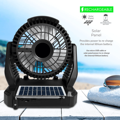 Supersonic Solar-Powered BT Speaker with FM Radio, LED Flashlight & Fan EasyOptionXY LLC