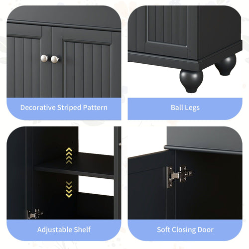 24" Modern Sleek Bathroom Vanity Elegant Ceramic Sink with Solid Wood Frame, Adjustable Shelf EasyOptionXY LLC