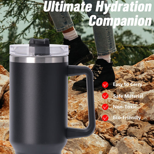 40oz large capacity tumbler With Handle And Straw Lid, Insulated Reusable Stainless Steel Water Bottles Travel Mug Coffee Cup car cup water cup For Men Women Outdoor Camping Driving, gift EasyOptionXY LLC