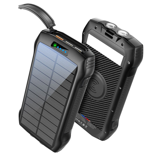 Portable Charger, Solar Power Bank 33500mAh Fast Charging, Solar Battery Pack with Waterproof 6W Bright Flashlight for iPhone S amsung Tablet EasyOptionXY LLC