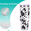 40oz 5D cowprint Insulated Tumbler With Handle And Straw Lid Portable Large Capacity water bottle, Heat preservation,304 Stainless Steel Cup For Outdoor Sports, Travel & Camping Birthday Gift EasyOptionXY LLC
